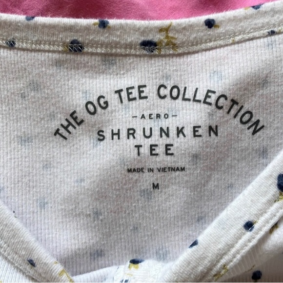 Aeropostale Shrunken Tee, White with Blue Floral Print - Picture 2 of 3